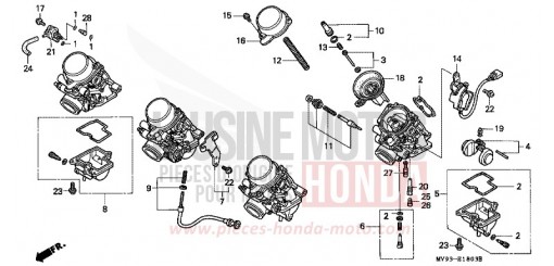 CARBURATEUR (PIECES CONSTITUTIVES) CBR600FS de 1995